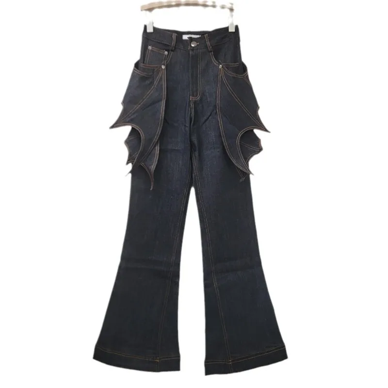 YEAE Ms. 2025 Spring New Irregular Structure Niche Design Bat Wings Pull Jeans 5