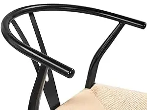 Description Picture 2 of itemSet of 4 Weave Chair, Mid-Century Metal Dining Chair Y-Shaped Backrest Hemp Seat for Kitchen ,dining Room