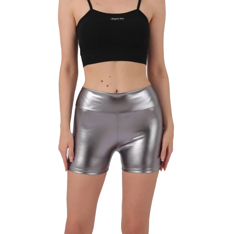 

Pole Dancing Bottoms Women Metallic Shorts Disco Party Clubwear High Waist Shorts Hot Pants Sexy Rave Party Performance Costumes