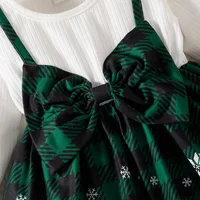 Baby Christmas Dresses For Girls Big Bow Plaid Deer Dress New Year Costume Baby Kids My First Christmas Clothes 6