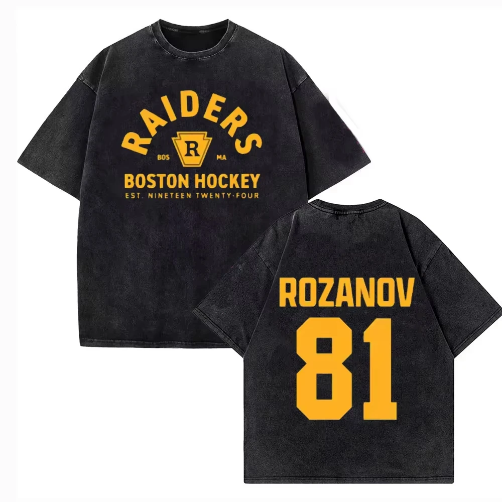 Hochwertiges Baumwoll-Vintage-Washed T-Shirt mit Heizfunktion, Rivalität Ilya Rozanov 81 Boston Raiders, Herren Scott Hatteberg Grafik-T-Shirt