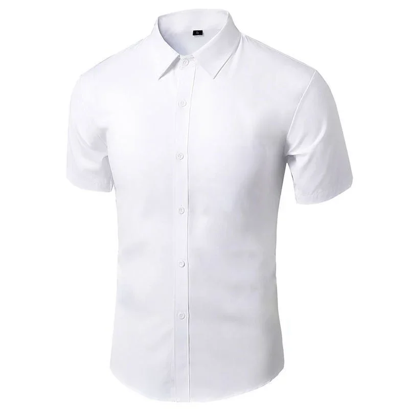 Summer Shirt for Men Daily Casual White Shirts Short Sleeve Button Down Slim Fit Male Social Blouse 4XL 5XL 3