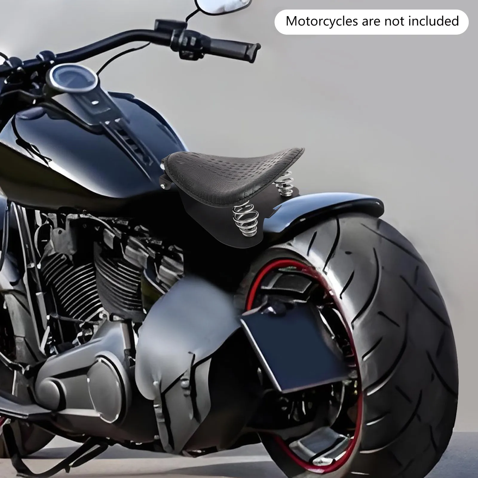 Schwarzer PU-Motorradsitzkissen Motorradsitzkissen Sitzkissen mit Krokodilmuster für Honda, Yamaha, Suzuki – Detail 1