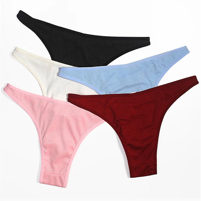 Solid Color Underwear V Shape T-back Sexy Elastic Thin Belt Women