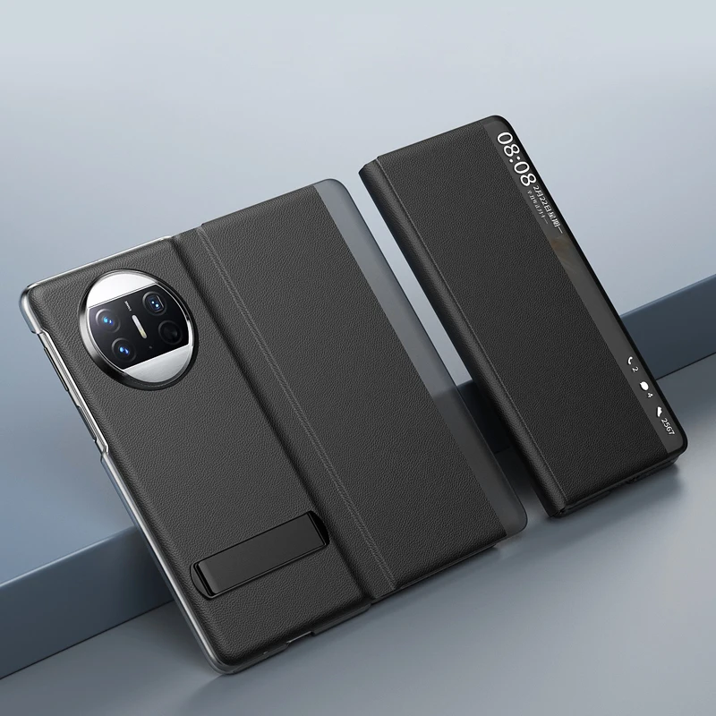 

New Style For Huawei Mate X3 Case Luxury Premium Leather Smart Touch Silde Window View Flip Cover with Bracket for Huawei Mate X