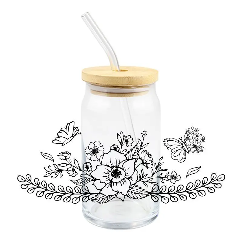 Black Butterfly UV DTF Wrap Transfer Stickers Cool Fashion Design DTF Wrap For Glasses Cups Bottles Decal
