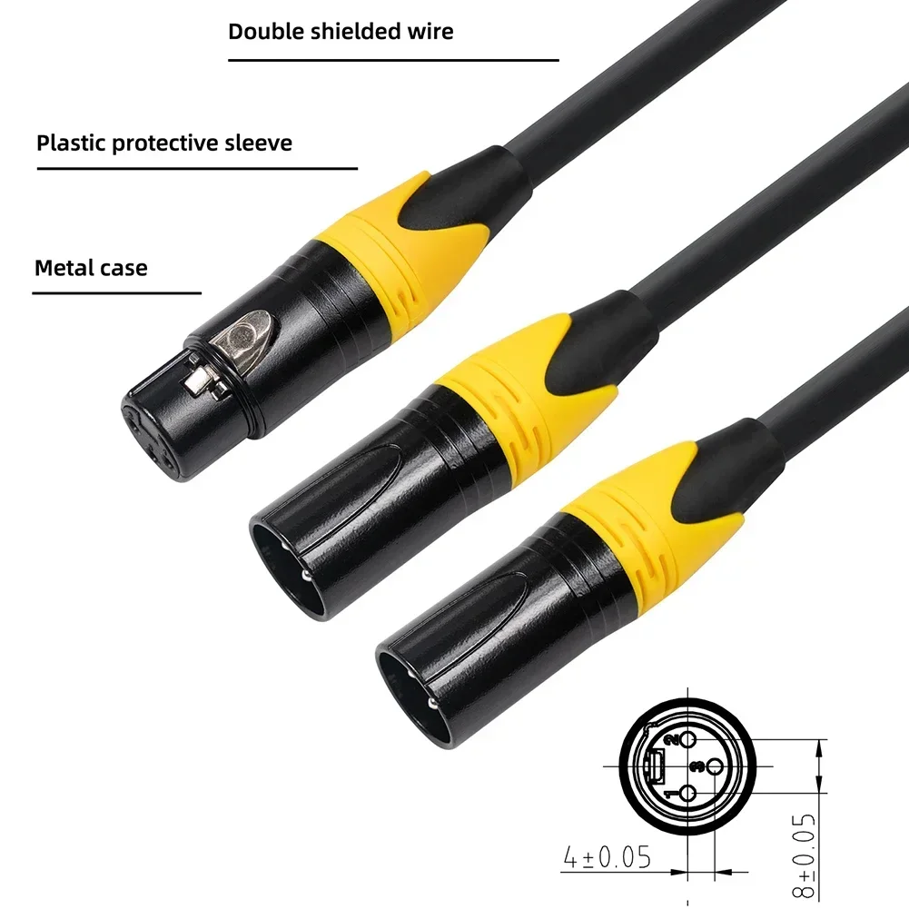 XLR Splitter Cable XLR Splitter 3 Pin XLR Female To Dual Male Y Splitter Balanced Mic Cable 3FT 100CM Instruments Microphones Cables Signal