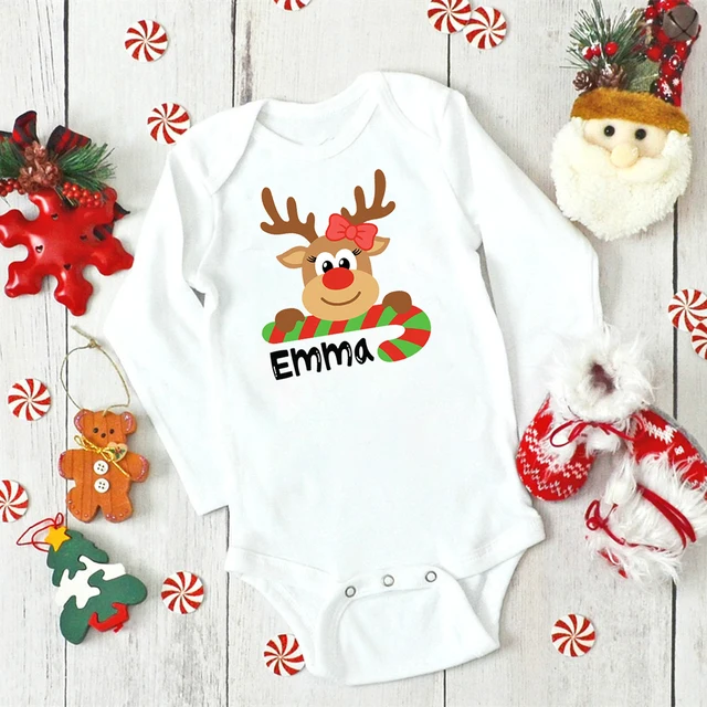 Custom Name Baby Christmas Bodysuits