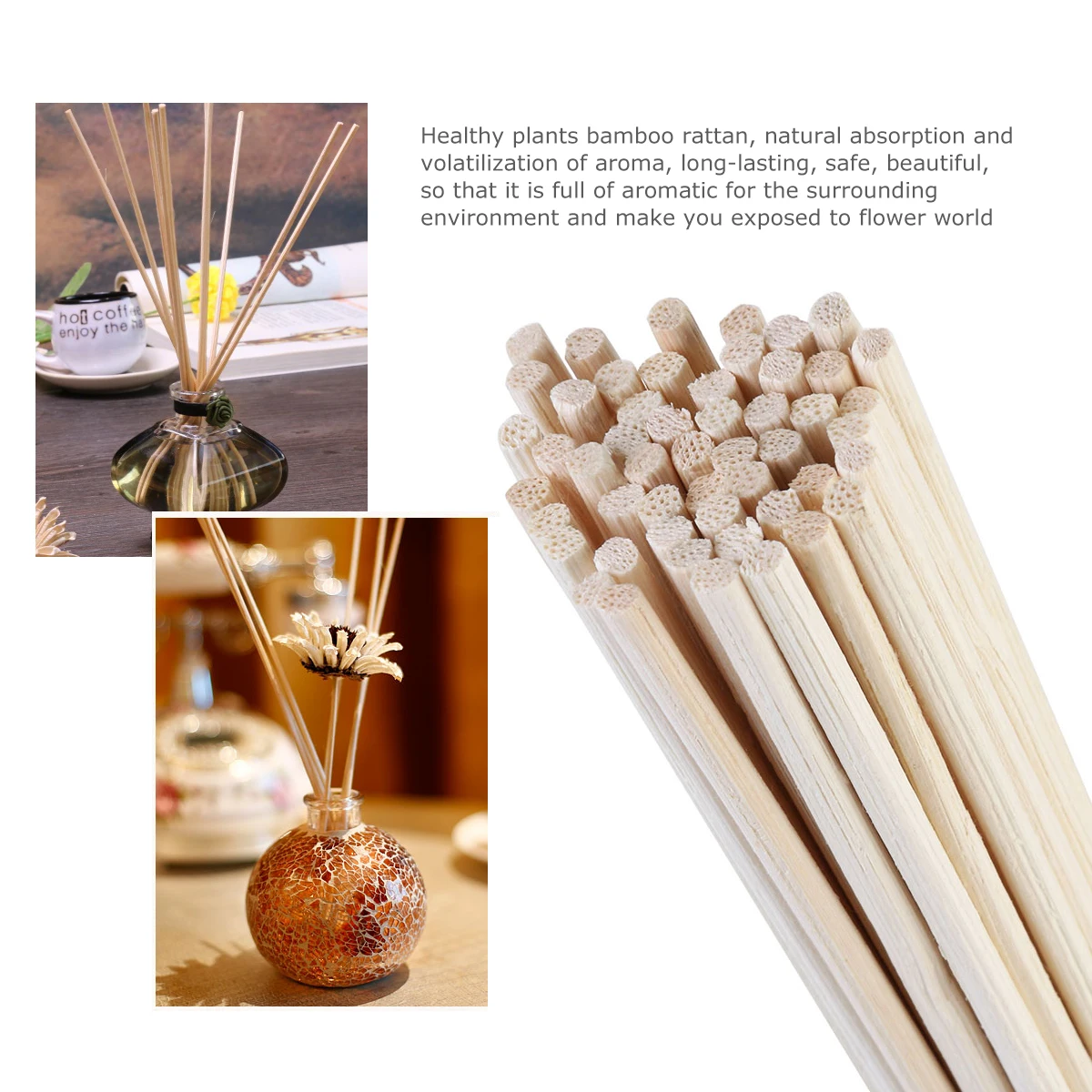 50pcs 3mm Oil Diffuser Reed Replacement Rattan Reed Stick DIY Handmade Home Decor Extra Thick