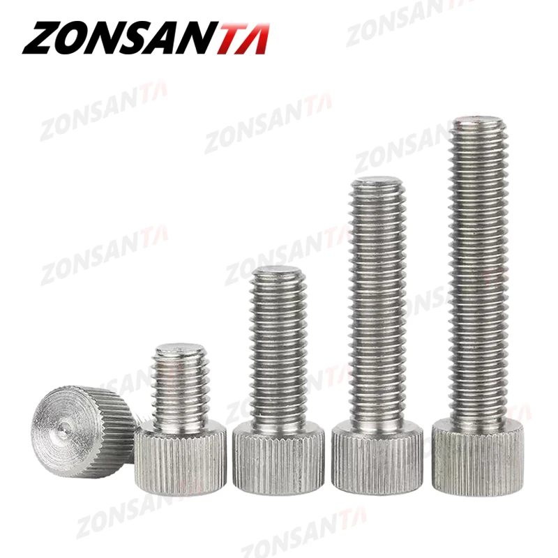 Premium 304 Stainless Steel Knurled Thumb Screws with Flat Round Head