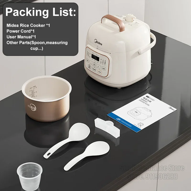 Midea Electric Pressure Cooker 1.8l Mini Portable Rice Cooker Multi-Functional Household Electric 70kpa Fast Cooking