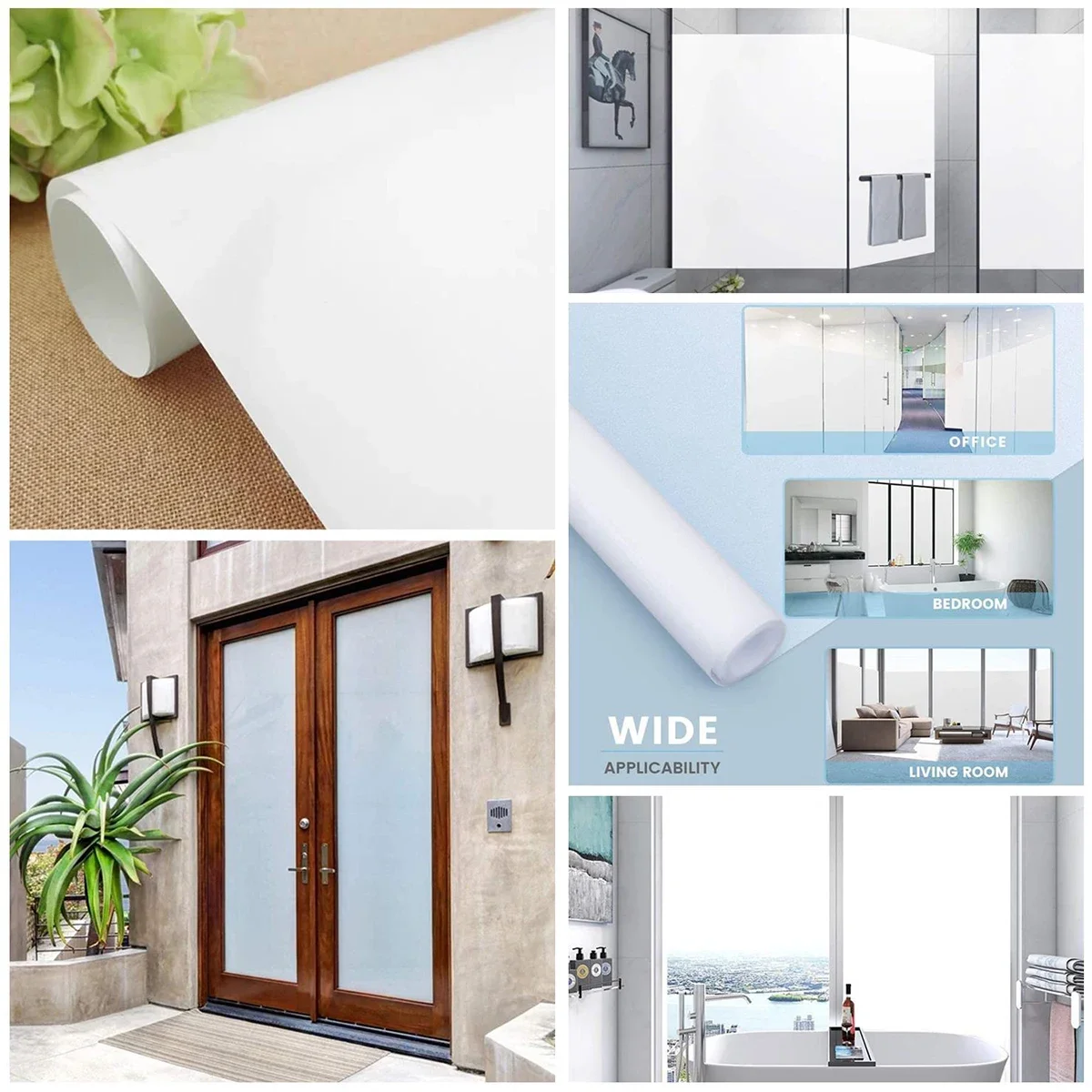 Window Film Total Blackout Window Self Adhesive Film White Mirror Opaque Privacy Protective Glass Sticker for Bathroom Kitchen Vinyl 2 Meter