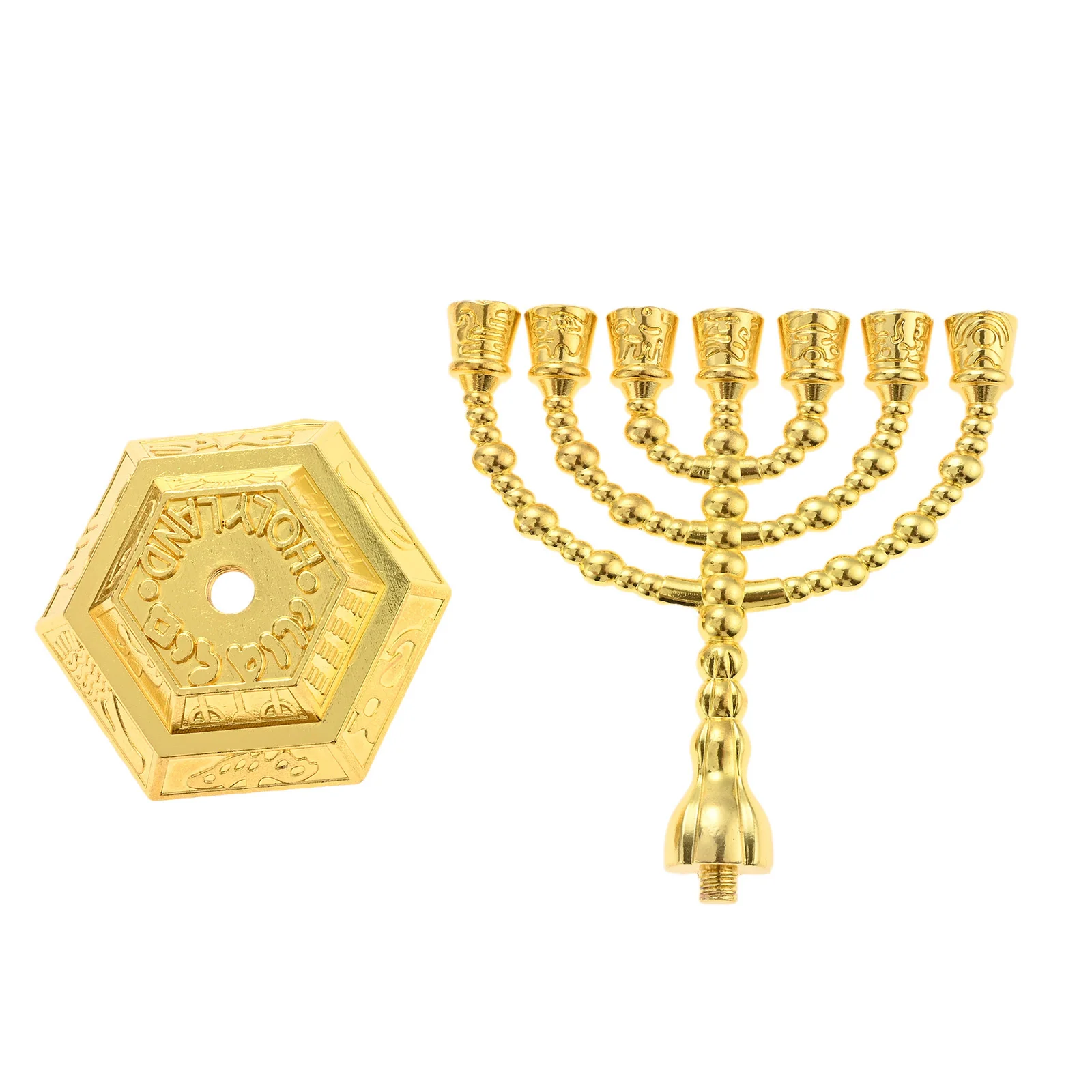 Small 7-Branch Candle Holder 113mm/4.13In Metal Golden Candles Cups Decor Shabbat Tabernacle Centerpiece Display Jewish Religion,candle holders
