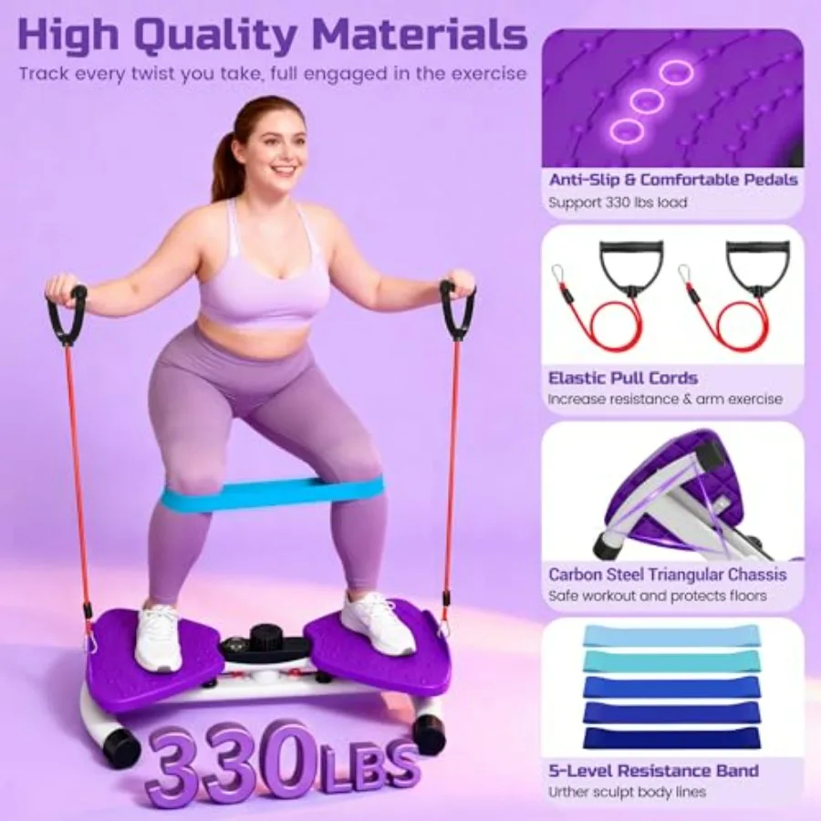 Waist Twister Machine Exercise - Ab Twister Board for Exercise with 5 Resistance Bands, 330LBS Capacity Waist Twisting Fitness T