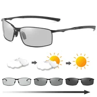 Солнцезащитные очки Мужские фотохромные, поляризационные, квадратная металлическая оправа, UV400, для вождения, занятий спортом на открытом воздухе, велоспорта — изображение 3