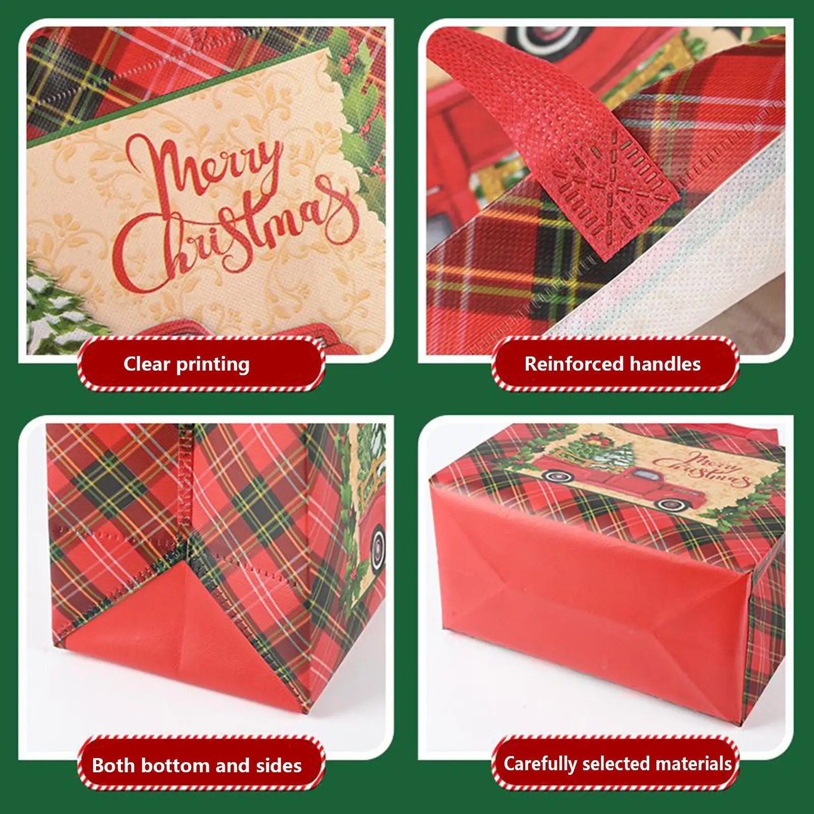 Christmas Bags 12 Pieces Non Woven Festive Shopping Wrapping Sacks Christmas Sacks With Handles For Party Favors Treat Chocolate