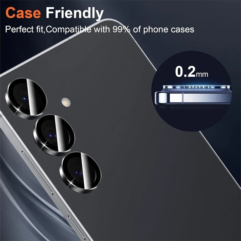 Aluminum Alloy Ring Camera Protectors with 9H Glass Rear Metal Lens Cap