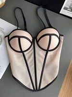 Sexy Color Blo Fibone Waist Cinched Crop Top Women's Autumn Winter Ins Hot Girl Design Sense Strap Vest Sensual Tube Top - Image 3
