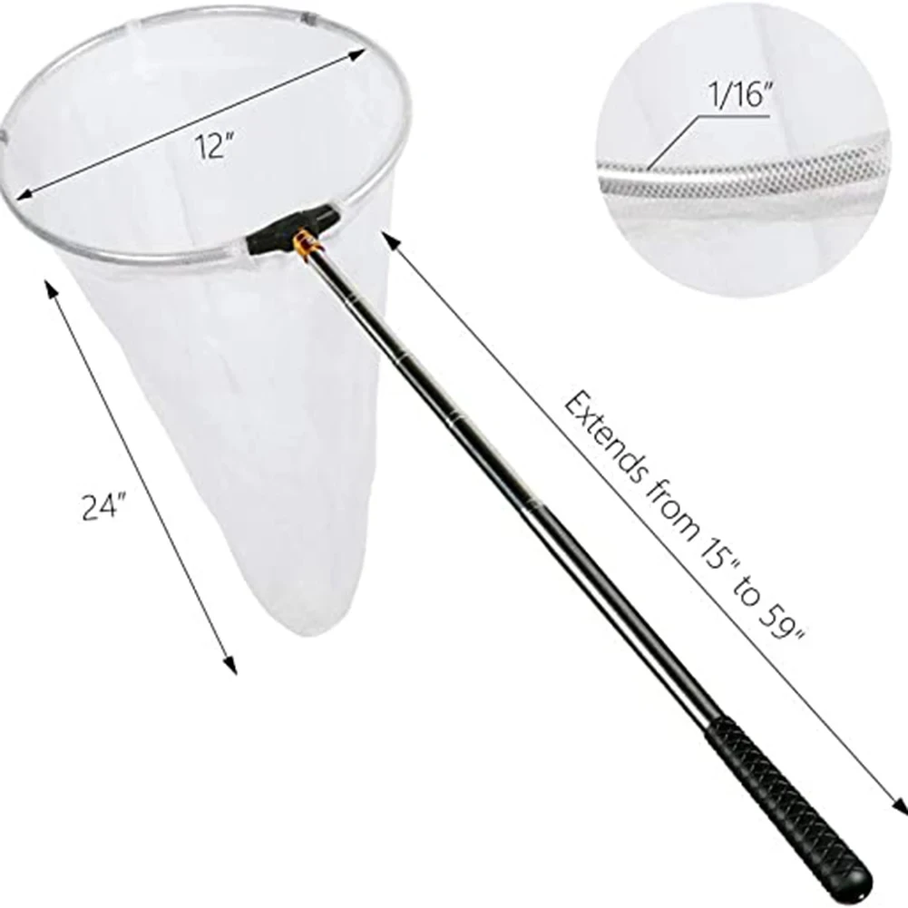 Stainless Steel Fast Folding Retractable Hand Nets for Catching Fish, Beach Dragonfly Butterfly Insect Net, fishing landing net,fishing net