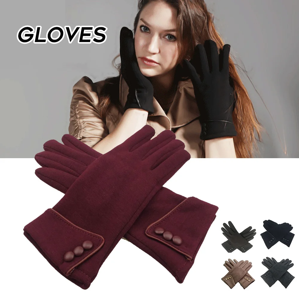

Женские зимние перчатки, винтажные перчатки с закрытыми пальцами, ветрозащитные теплые перчатки длиной до запястья для сенсорных экранов, для улицы и спорта