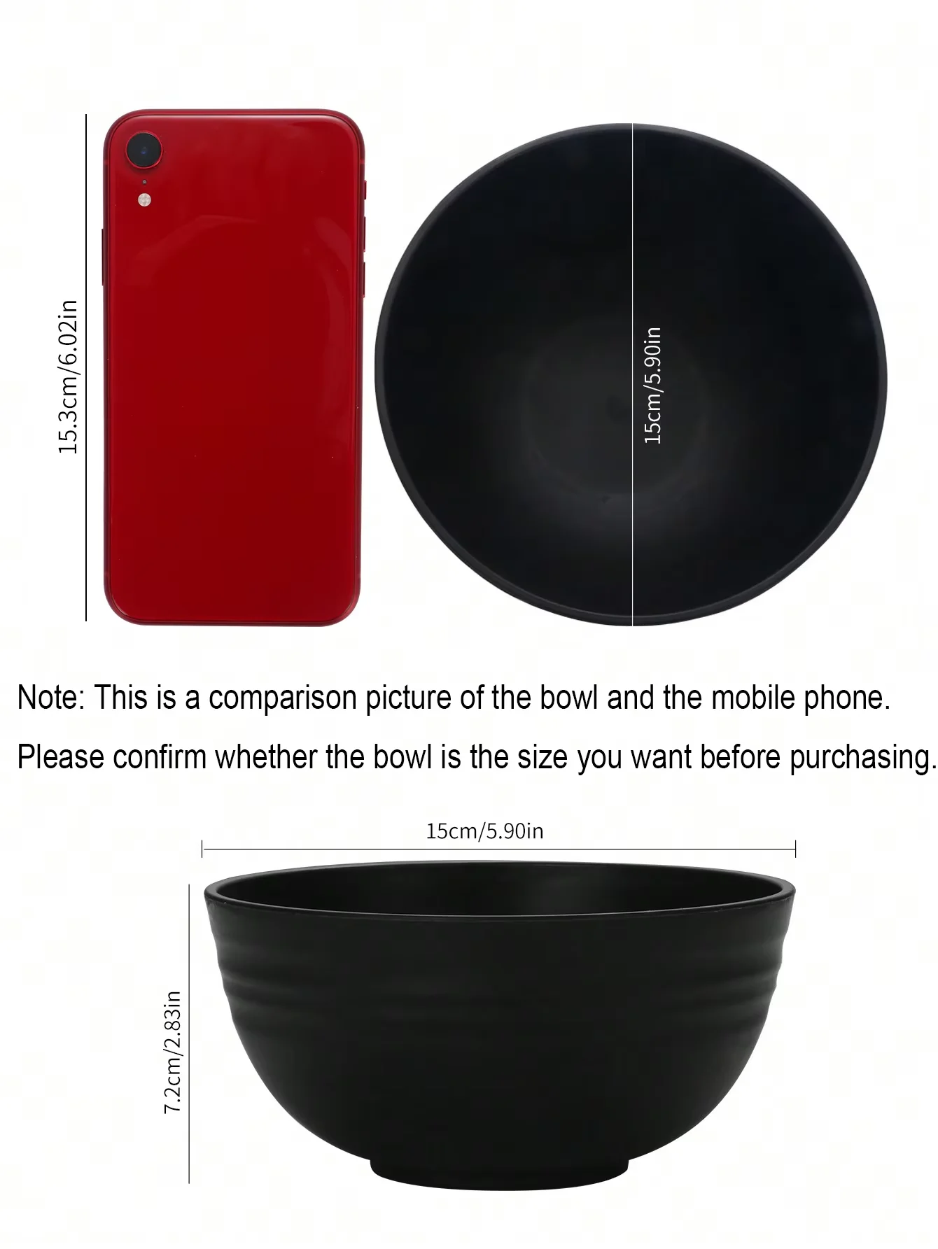 Ensemble de 4/6/8 bols en plastique noir, pour salade de fruits, nouilles instantanées, adapté aux pique-niques et aux fêtes.