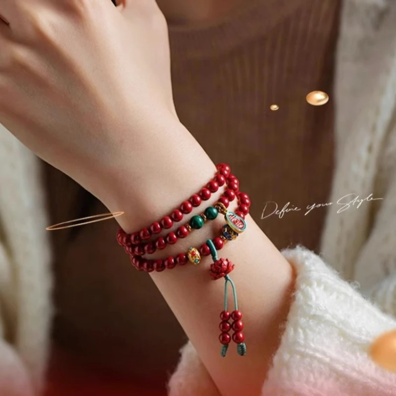 خمر حسن الحظ الزنجفر مع الملكيت لوتس مطرز سوار متعدد الحلقات ، نمط العرقية ، هدية مجوهرات نسائية