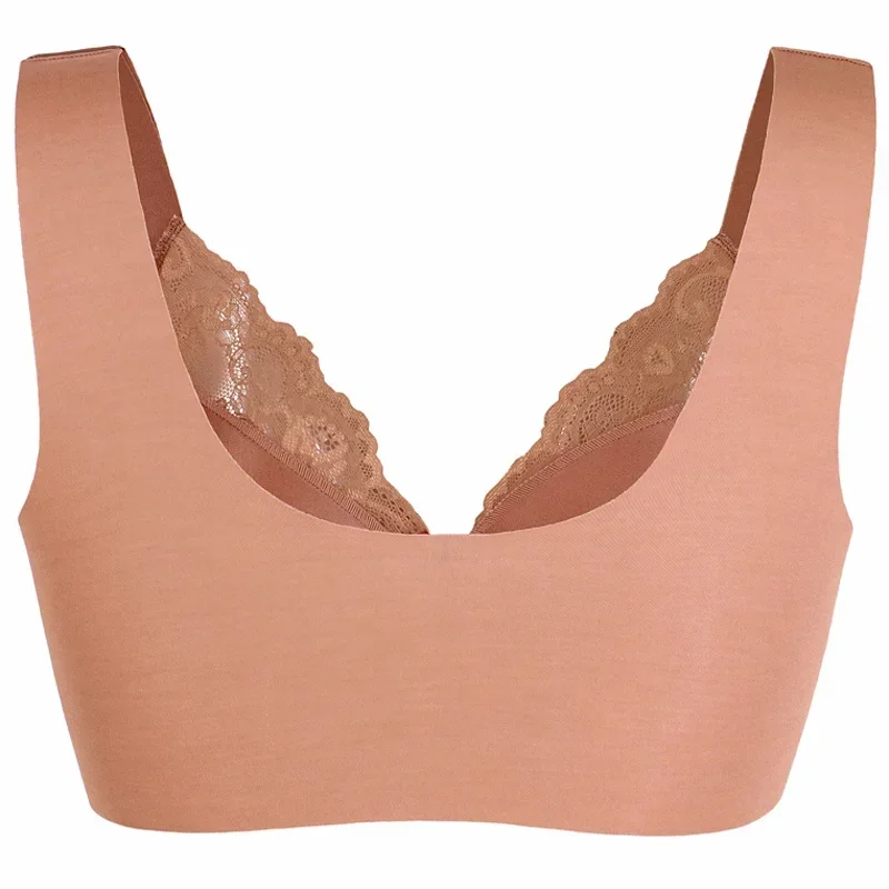 New No Rims Front Buckle Large Sexy Lace Lingeries Women Bras Vest Comfortable Sleep Plus Size L 8XL Lady's Underwear