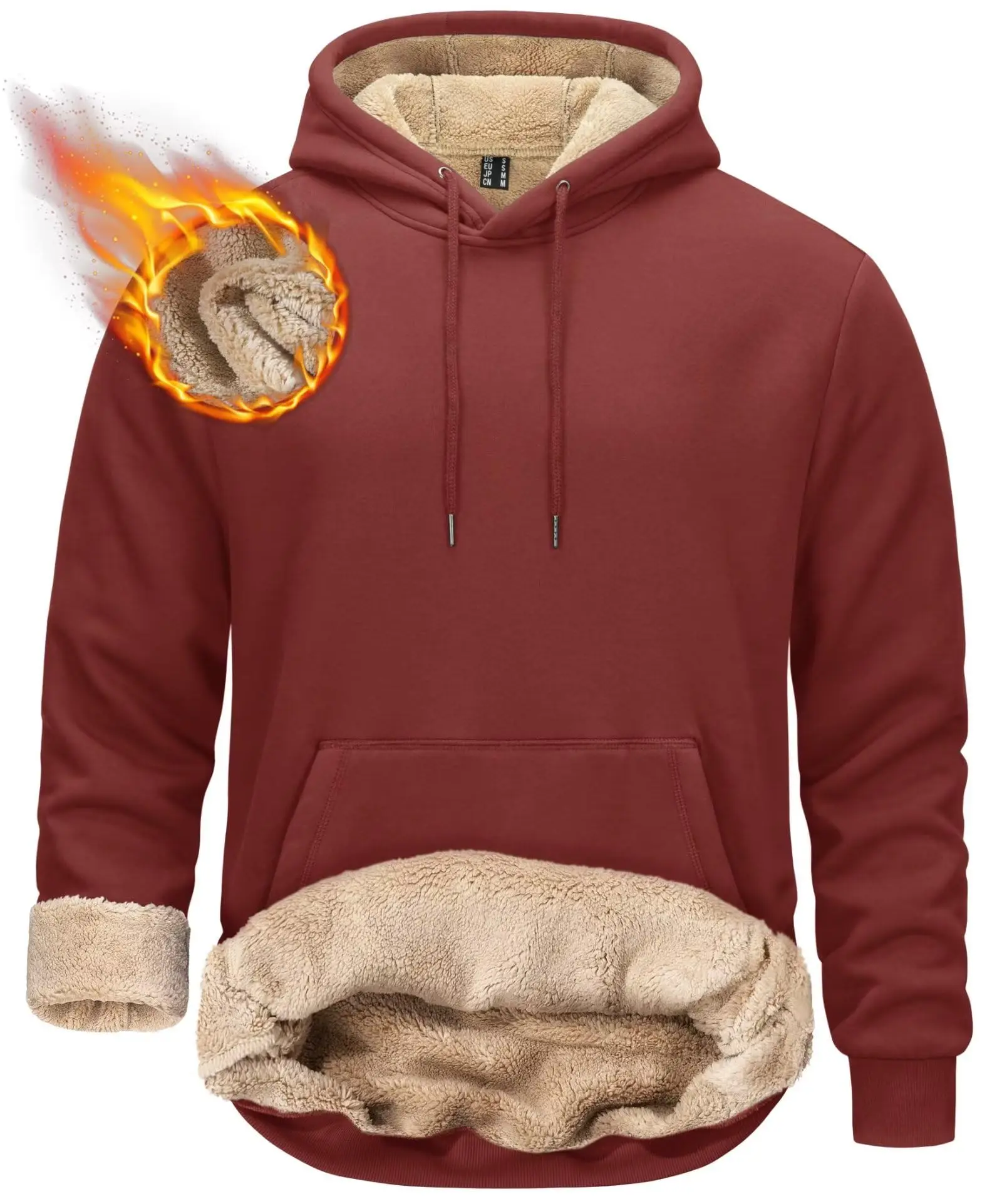 Men's Heavyweight Sherpa Lined Zip Hoodie - Thick Warm Winter Jacket With Pockets, Dark Grey - View #2