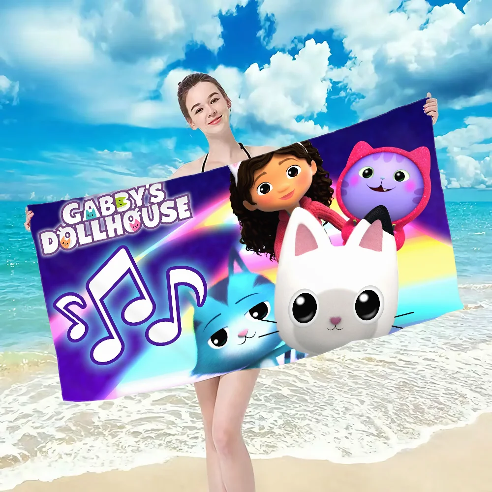 Gabbys Dollhouse pattern beach towel, quick drying and absorbent, The fabric is made of cotton and does not fade