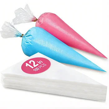 100PCS Disposable Heavy-Duty Baking Piping Bags - Anti-Leak Food-Safe for Cake Cream Icing Cookie Decoration Home & Bakery Use 1