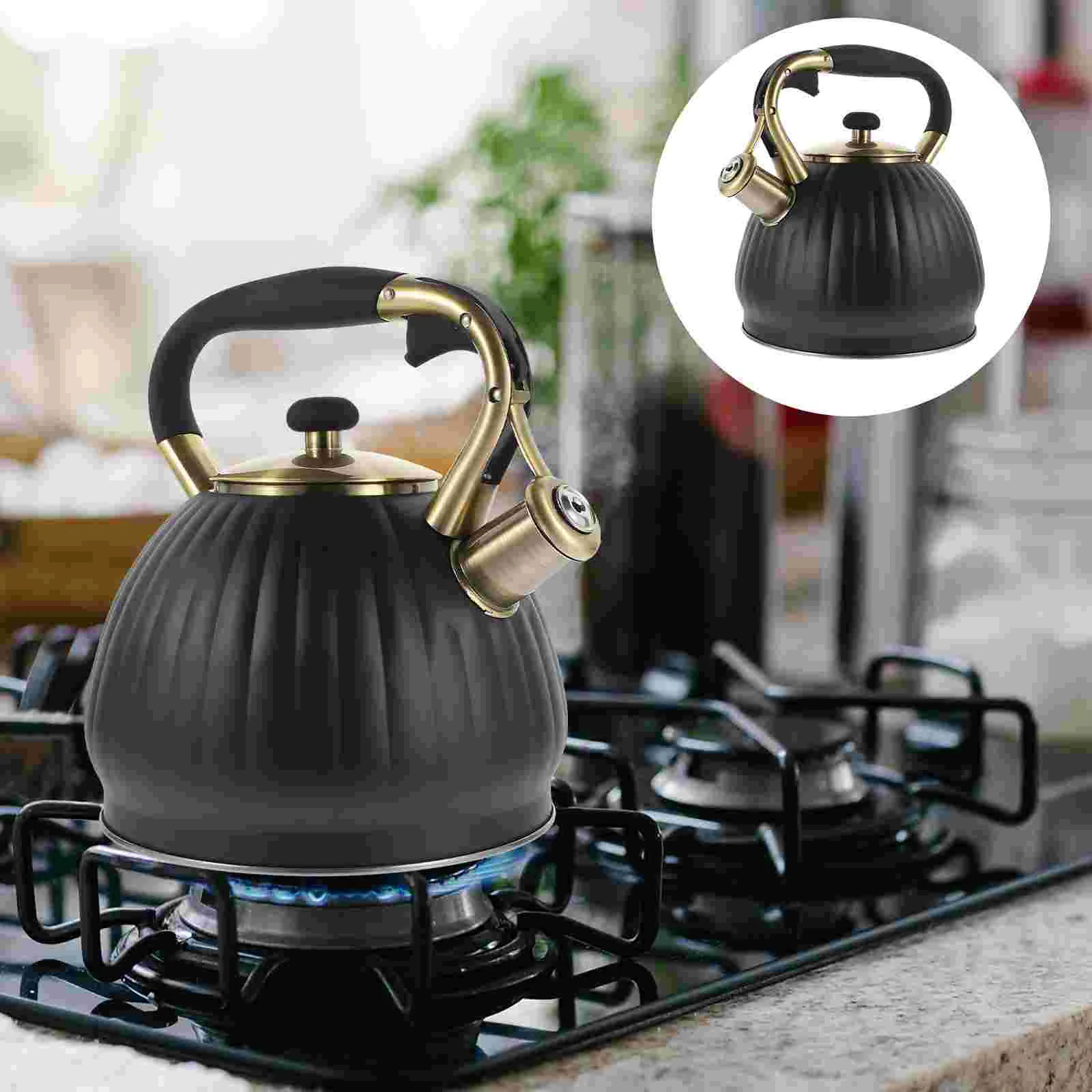Stainless Steel Whistling Kettle Electric Stove Teapot Dust Cover Design Boil Water Heater Kitchen Water Kettles Home Garden