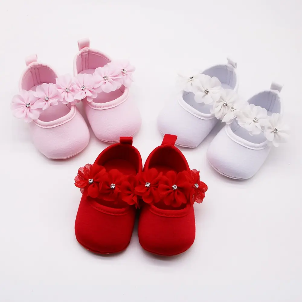 2022 Fashion Baby First Walker Shoes Kids Baby Party Shoes Infant Flower Rhinestone Casual Shoes