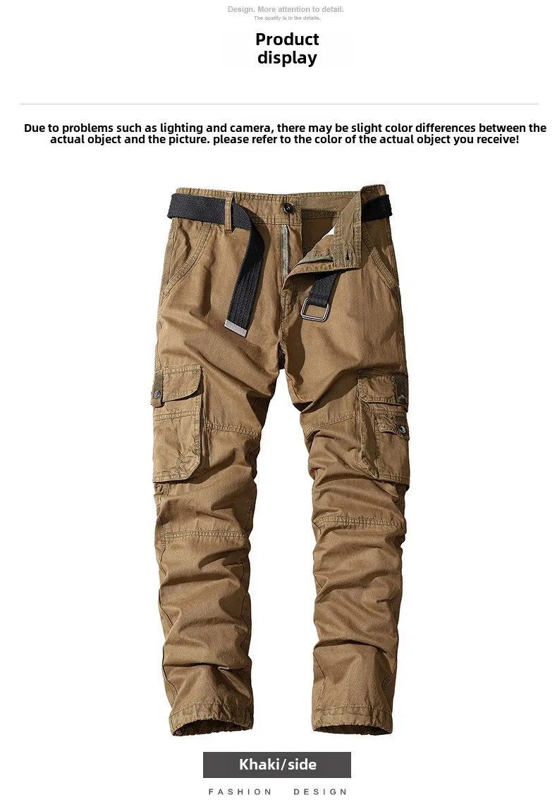 Vier-Jahreszeiten-Freizeithose aus reiner Baumwolle, Arbeitshose für Herren, gerade Hose mit mehreren Taschen – Detail 6