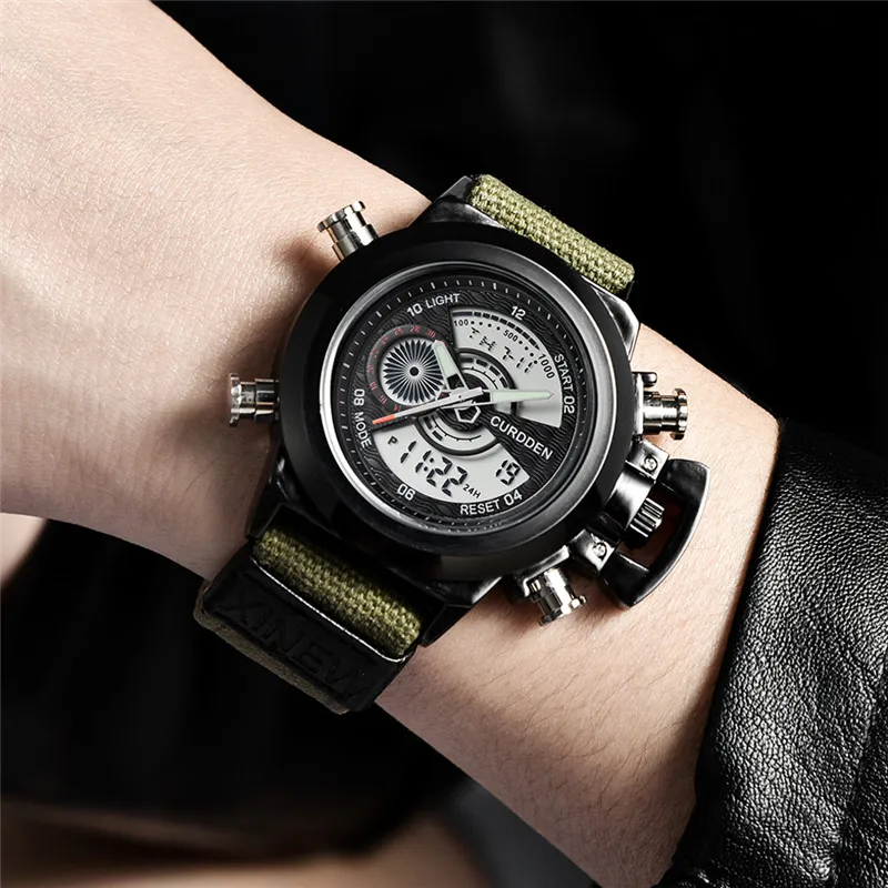 Wholesale 5pcs / lot CURDDEN Brand Men Watches Boys Fashion Nylon Band Sports Military Quartz Watch Reloj Hombre Montre Homme