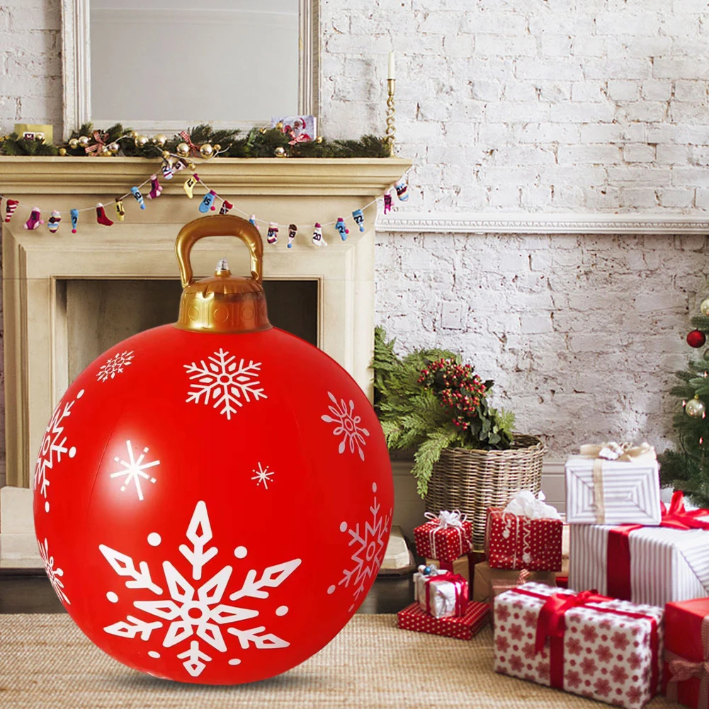 60CM Xmas Decorative Ball Water-Proof Christmas Inflatable Ball Colorful Versatile Porch Courtyard Ornaments