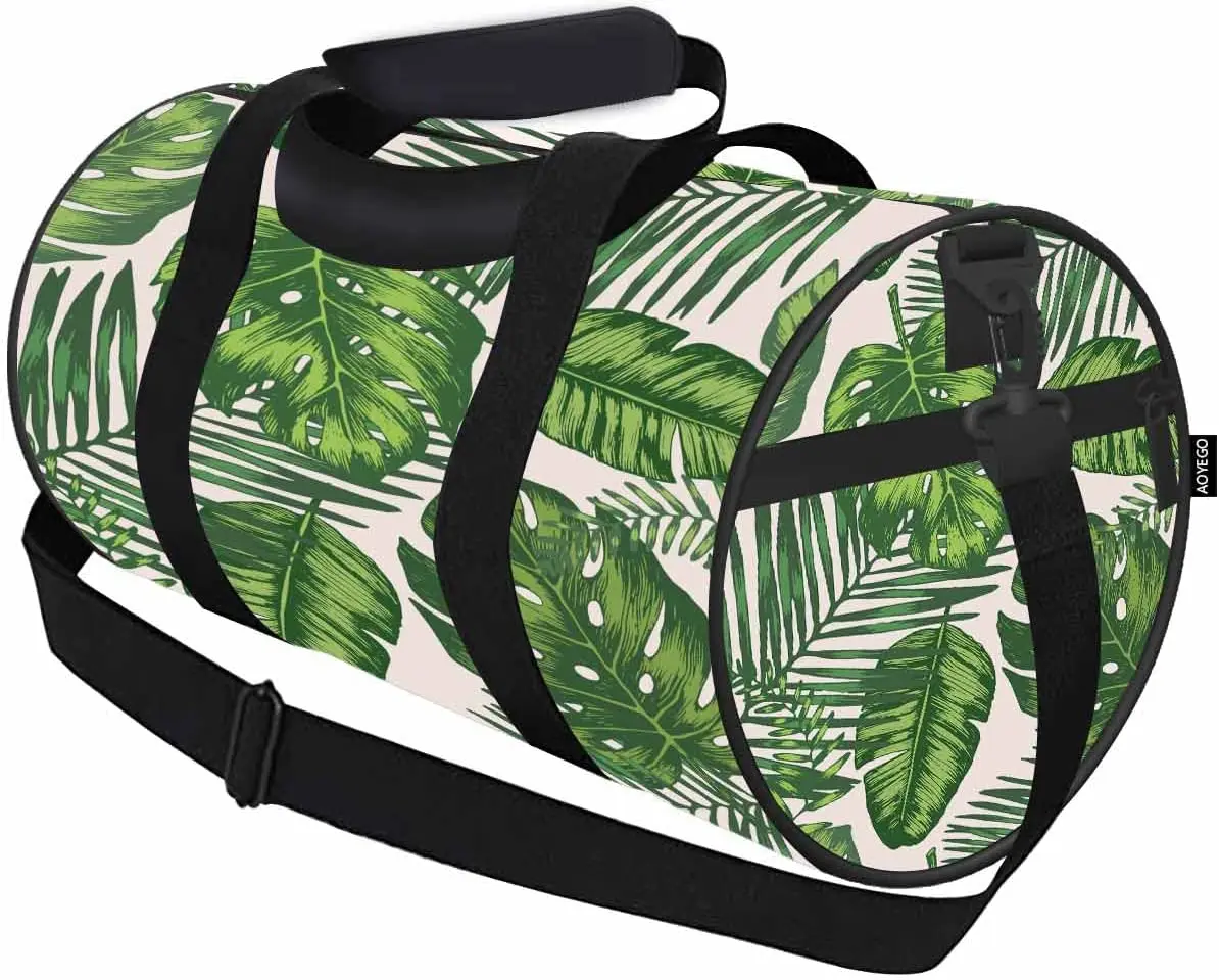 Palm Leaves Duffle Bag Tropical Green Palm Unisex Sports & Travel Bag Lightweight Weekender Overnight