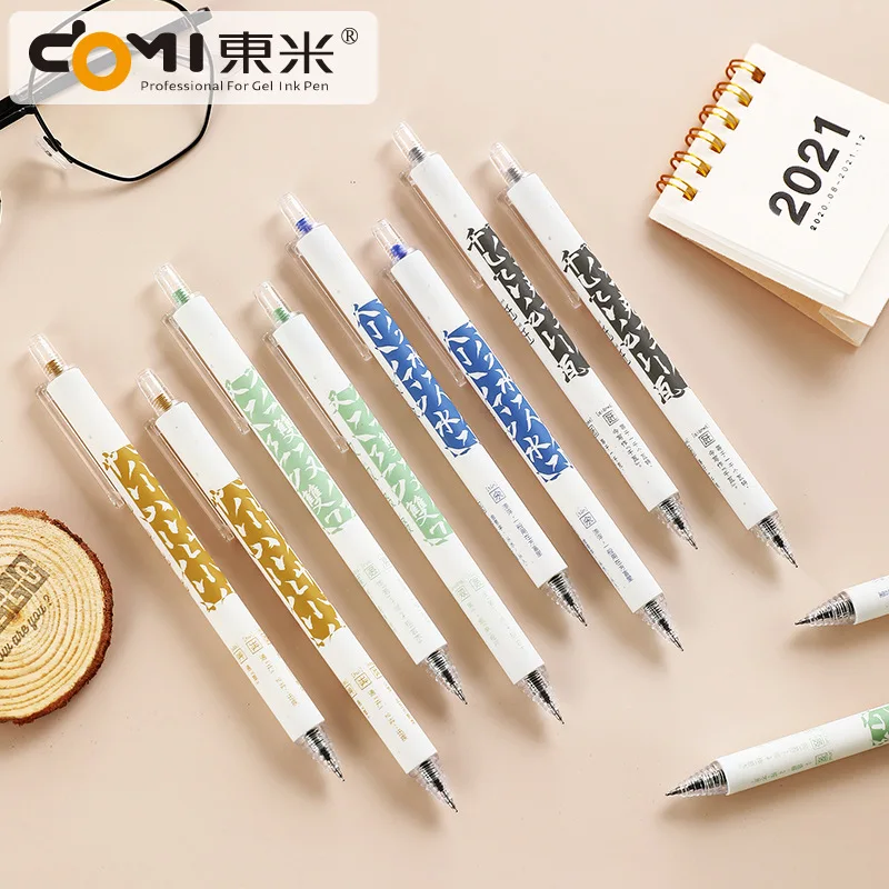 

12Pcs 912A Press Gel Pen Creative Chinese Style Needle Head Pen Black Ink Student Stationery