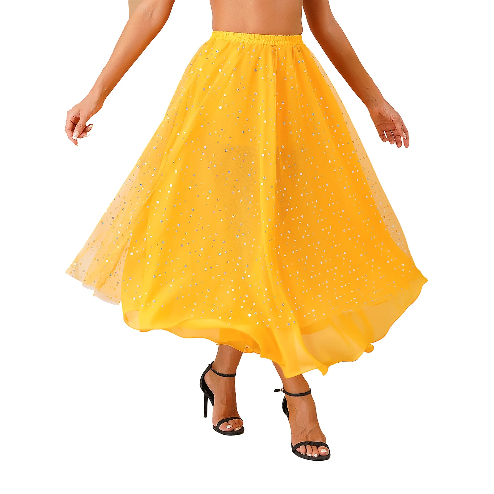 Женская юбка с блестками для танца живота женская длинная юбка для танца живота цыганская юбка для выступлений 85 90 95 см