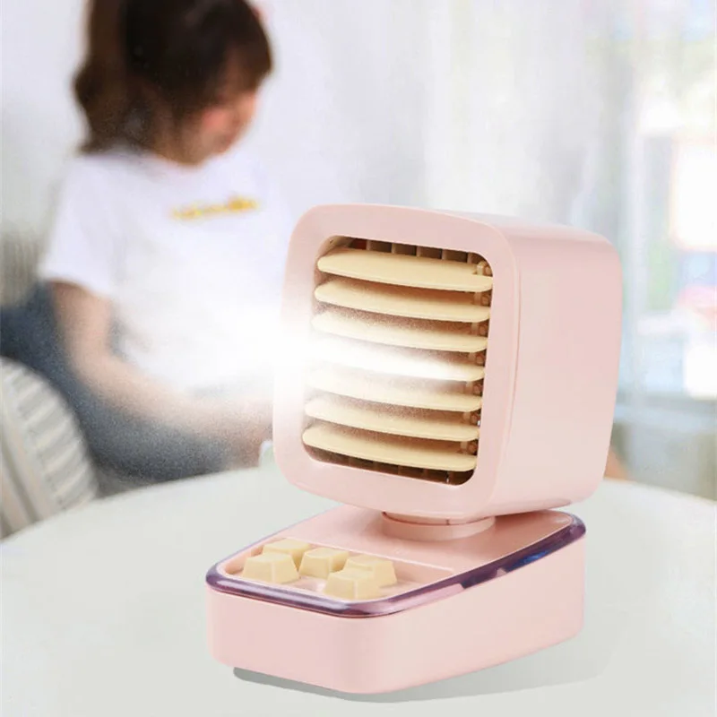 

Portable Electric Fan Cooling Air Conditioner Humidifier Night Light Water Mist Humidification Fan Home Outdoor Spray Fan