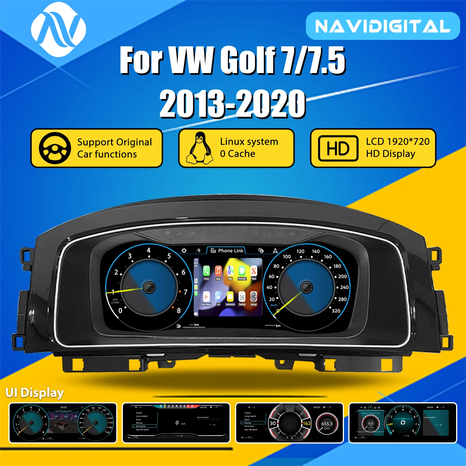Panel de Instrumentos Digital para VW Golf 7/7.5 Años 2013-2020, Velocímetro Virtual, Panel de Instrumentos 1