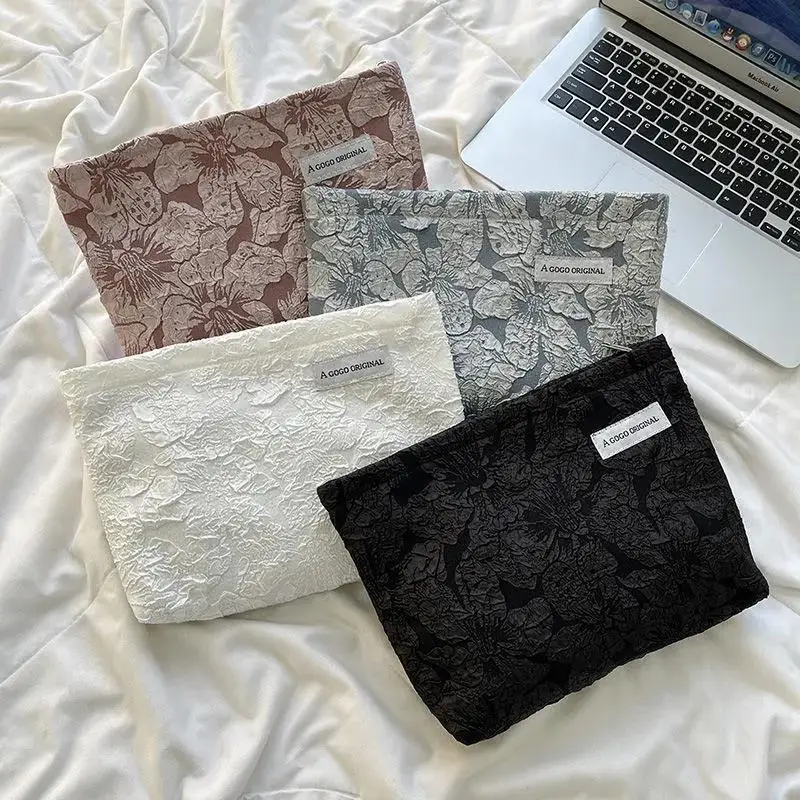 Cosmetic Bag Women Floral Makeup Case Organizer Korean Embroidery Cosmetic Pouch Travel Toiletry Bag Corduroy Canvas Beauty Case 3