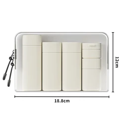 Compact 5 - in - 1 Refillable Silicone Travel Toiletry Bottles with Clear Bag (Nude)