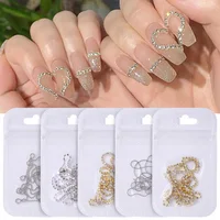 Rhinestones Claw Nail Chain Gold Silver Nail Stone Beads Decor 3D Rhinestone Metal Steel Ball Chain DIY Charm Nail Jewelry Decor 2