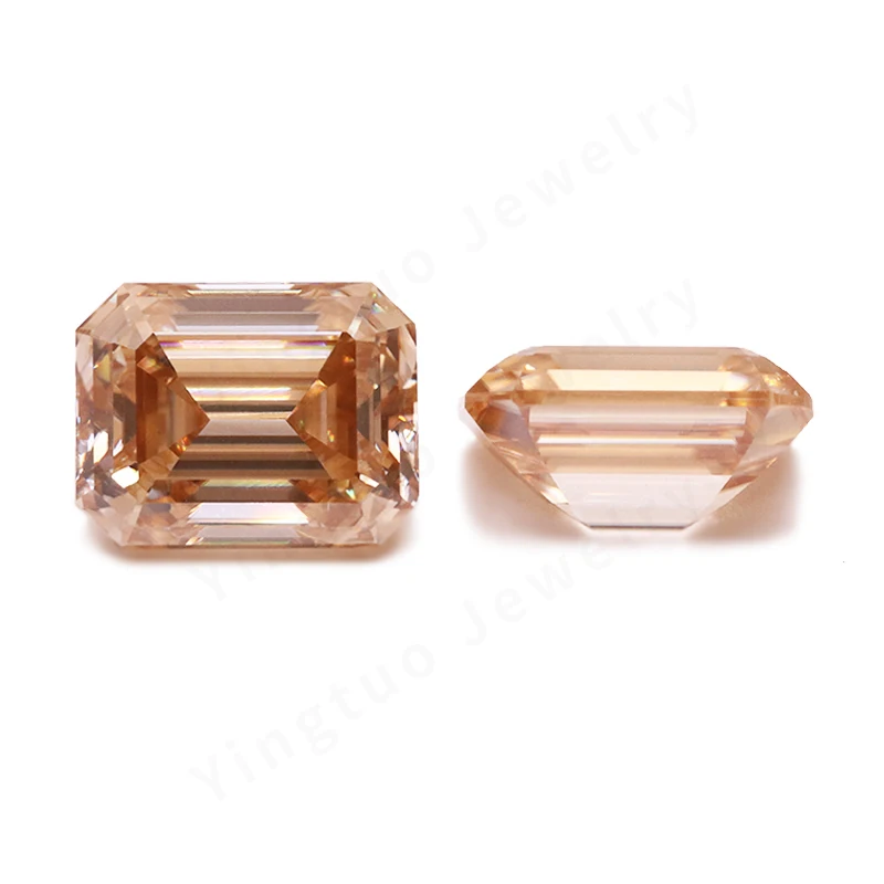 Champagne Emerald Cut Moissanite Loose Stone VVS1 Lab GRA Certified 7*9mm 3ct Moissanite Diamonds