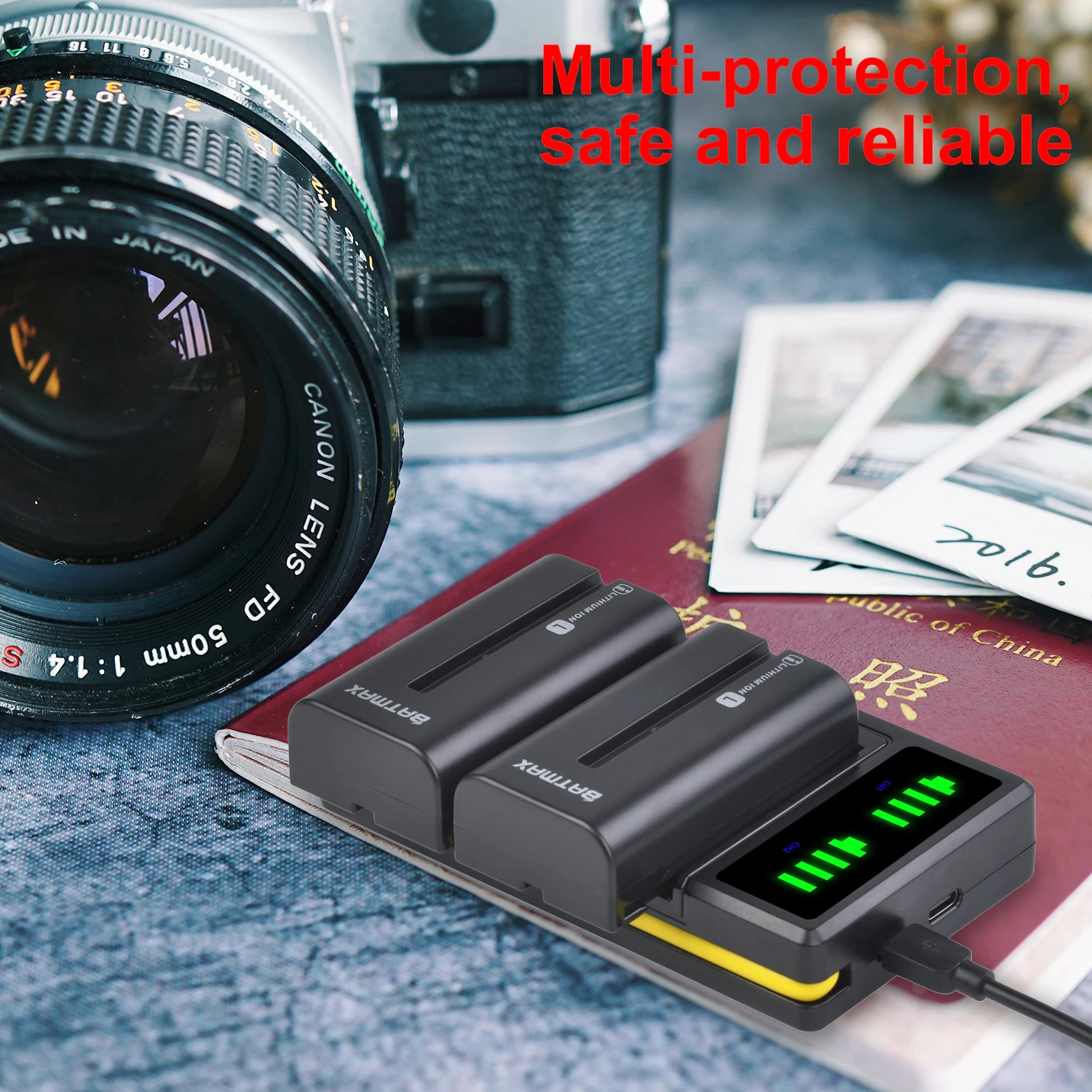 Аккумулятор Batmax NP-F550 NP-F570 + двойное зарядное устройство USB со светодиодной подсветкой для фото (art.: 3920c0fa9dfec) - 3920c0fa9dfec