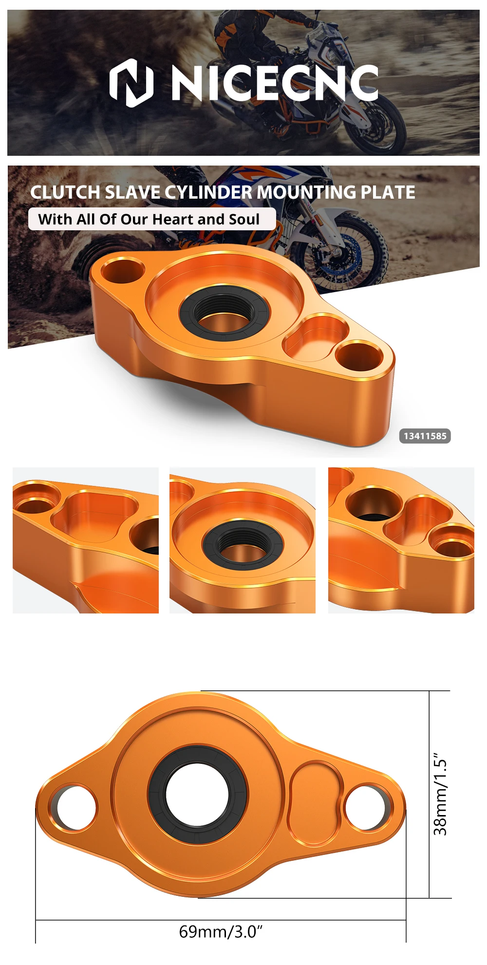 NICECNC Motorrad-Kupplungsnehmerzylinder-Montageplatte für KTM LC8 950 990 Adventure/R/S 990 Super Duke/R 950 990 Supermoto R T – Detail 3