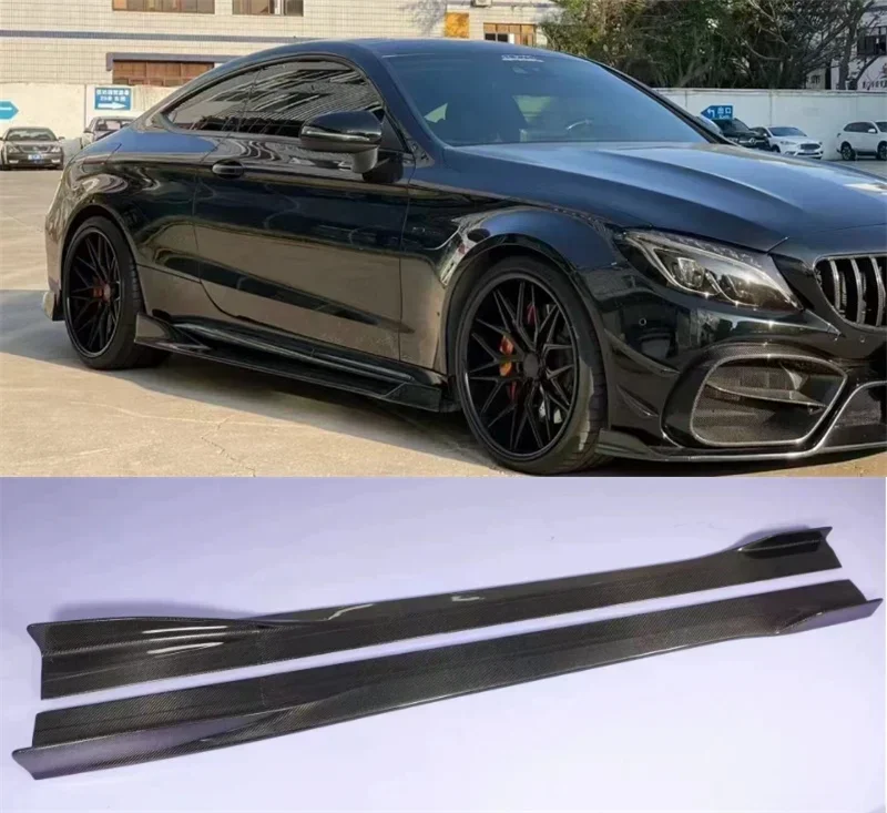

Для Mercedes-Benz C Class W205 C205 C63 AMG Coupe 2 Door 15-19 высококачественные боковые юбки из настоящего углеродного волокна