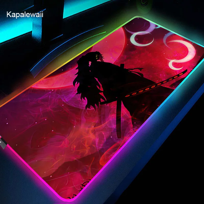 

Коврик для мыши игровой 80x30 см, компьютерный коврик для мыши с рассеканием демонов, RGB, большой настольный, размер XXL