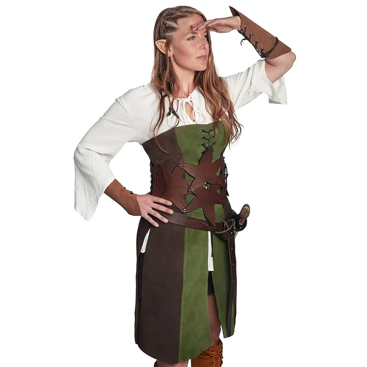 

Women Celtic Costume Props Medieval Wristbands Suede Lace Up Pixie Archer Arm Gear Elf Cosplay Aceessories Female Hunter Gloves