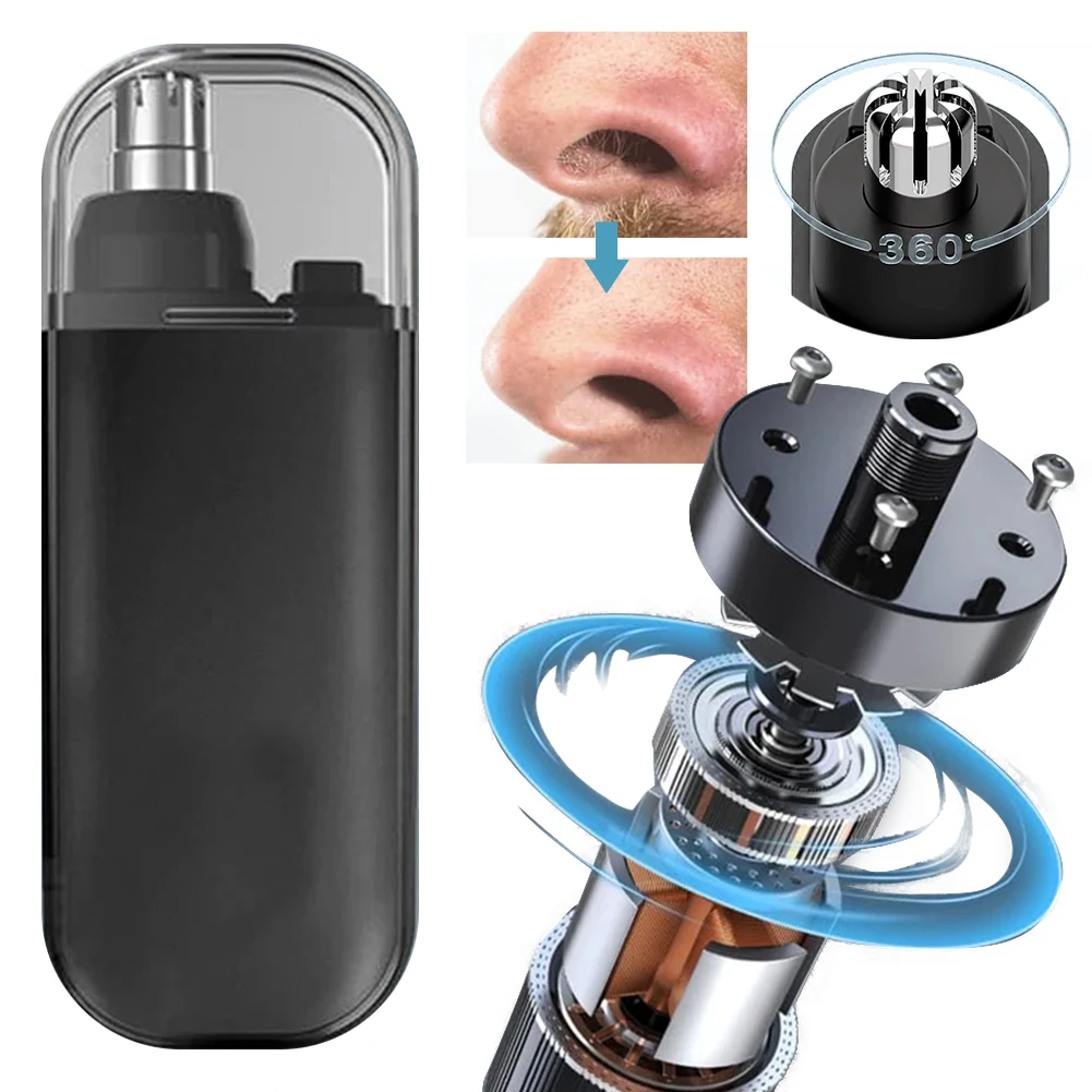 Portable Nose Hair Trimmer 2 in 1 Rechargeable USB Eyebrow Facial Hair Trimmer Clipper Powerful Electric Nose Hair Shaving Tools 2